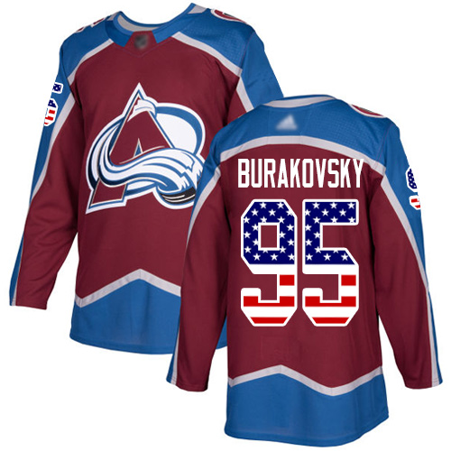 Adidas Avalanche #95 Andre Burakovsky Burgundy Home Authentic USA Flag Stitched NHL Jersey